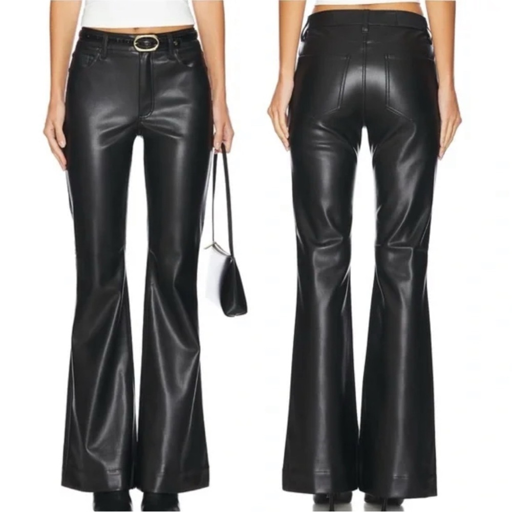 Pistola Kinsley Faux Leather Pants Slate Black NWT Ultra Flare Sz $29 #12